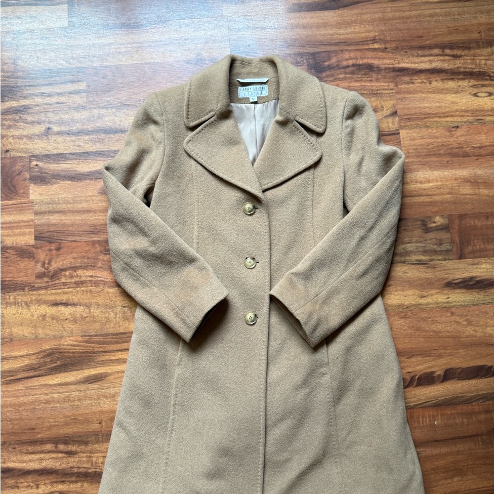 Larry Levine Tan Camel Hair Trench Coat